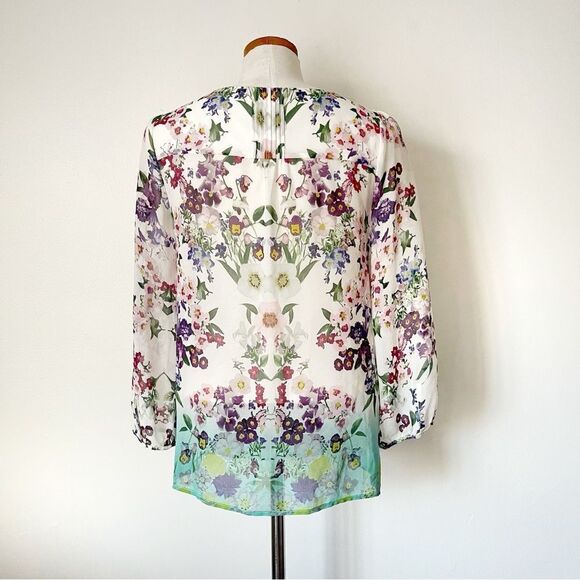 Anthropologie Vanessa Virginia Floral blouse 100% Silk size 10 - Picture 5 of 6